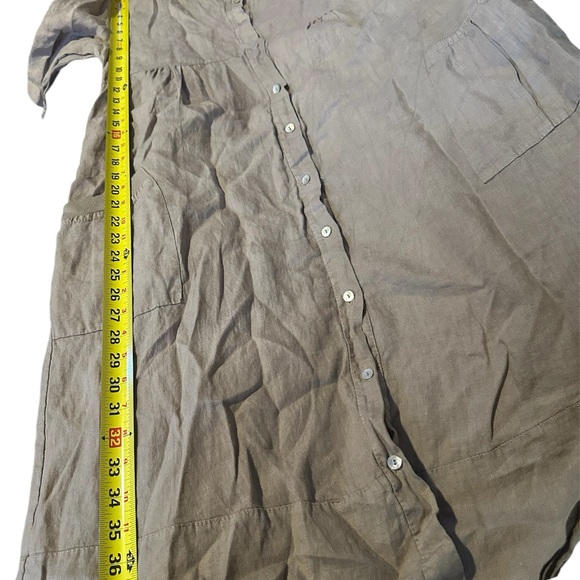 Rosemarine 100% Linen Casual Tan Button-Down Women's Top - Picture 5 of 5